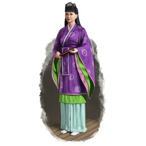 Low-Rank Shinto Priestess in vestments for an ordinary matsuri